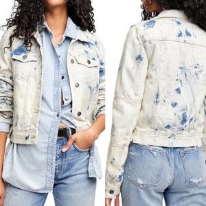NWT Free People Rumors Denim Jacket in Jones Tie Dye Blue Size Small Jean